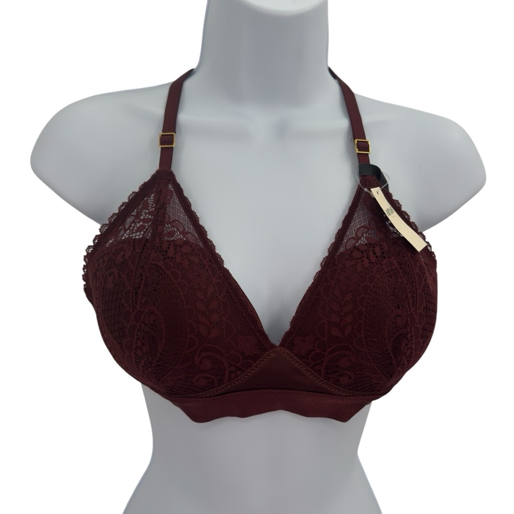 Aerie Real Power Wireless Push Up Paisley Lace Bra In Royal Berry Size 34C